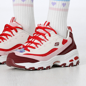 斯凯奇女鞋熊猫鞋红色