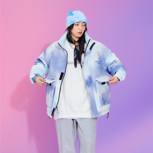 truce王威班长潮牌秋冬新款定制面料扎染渐变保暖鸭绒羽绒服外套