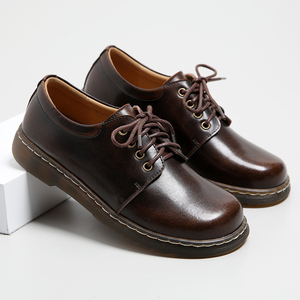 配裙子秋季小皮鞋女英伦学院风复古黑色平底单鞋日系软妹女鞋圆头