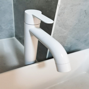 白色洗手盆 面盆水龙头单冷单水单孔浴室柜阳台304不锈钢汽车烤漆