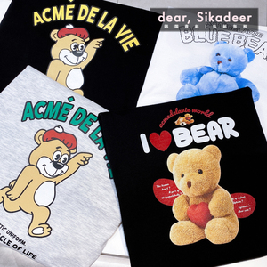 韩国代购adlv爱心小熊印花短袖女背后卡通毛绒玩具熊可爱t恤22夏