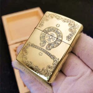 正品zippo打火机zoop纯铜盔甲版精雕凸刻 克罗心十字架 正版zppo