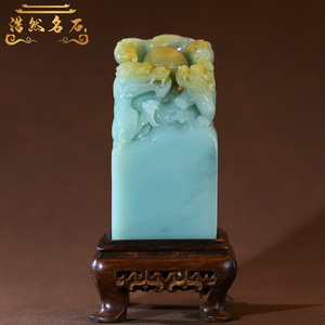 天然寿山石正宗孤品坑头天蓝冻青龙白虎朱雀玄武风水摆件四神玉玺