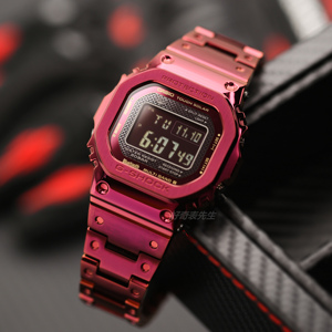 卡西欧红金光动能蓝牙金属原点方块时尚手表男女gmw-b5000rd-4