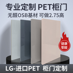 PET橱柜门定制进口LG高光肤感OSB轻奢衣柜酒玻璃柜门板定做欧松板