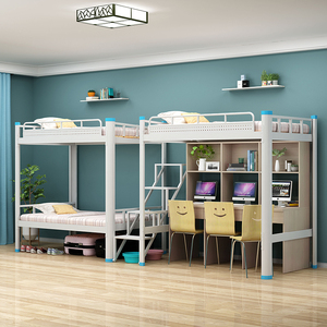 上下床双层床两层员工宿舍床上床下桌宿舍铁床学生三人床上下铺