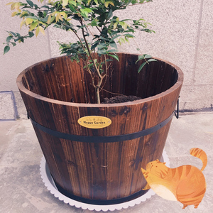 【萌妮】防腐木花盆木桶种花花盆创意木质花盆老桩圆桶阳台种菜箱