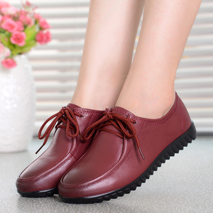 中老年真皮女鞋春秋季大码防滑妈妈鞋平底单鞋软底软皮老太太皮鞋