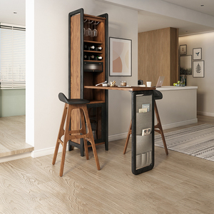 北欧可折叠吧台桌椅家用酒柜多功能储物柜客厅隔断小吧台现代简约