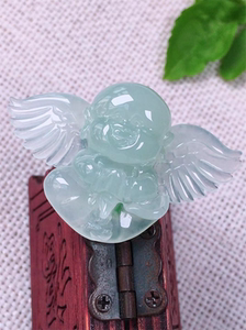 女士飘绿飘花天使大件玉项链玉佩纯天然a货男士冰种裴翡翠吊坠