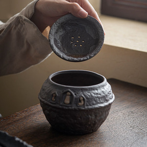 老岩泥建水复古敦煌印象茶洗家用陶瓷功夫茶具茶道配件水盂茶渣桶