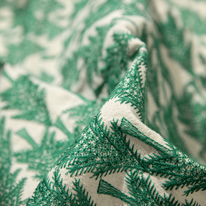 雪松图案棉麻diy手工刺绣绣花布料衣服服装面料沙发围裙高端麻布