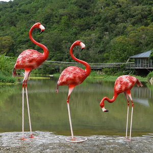 婚庆火烈鸟商场橱窗花园布置雕塑婚庆道具森系装饰铁艺火烈鸟摆件