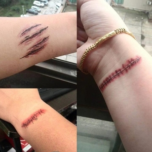 伤疤仿真贴假伤疤手术假皮假增生疤痕缝针拆线后烫伤枪伤剧组化妆