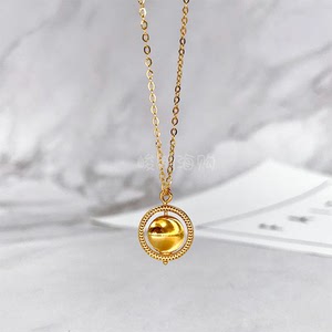 香港六福珠宝专柜足金990时来运转地球仪转运珠项链套链
