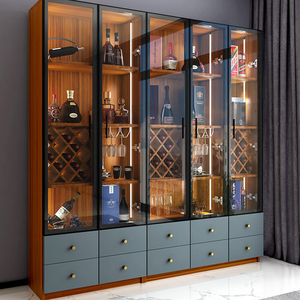 酒柜玻璃门现代简约客厅靠墙轻奢高档酒柜展示柜家用置物架客厅柜