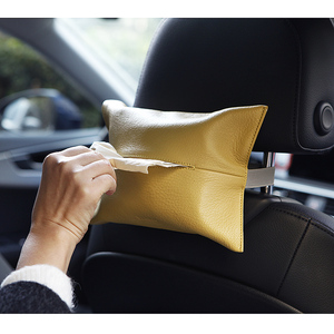 软皮纸巾盒质抽纸马卡龙色收纳汽车载手纸包创意座椅绑带防皮