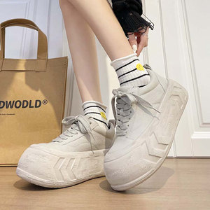 大头面包鞋女休闲鞋2023年春季新款韩版百搭显瘦丑萌厚底松糕板鞋