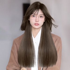 水母头假发女长发自然全头套式夏季仿真姬发式公主切长直发假发套