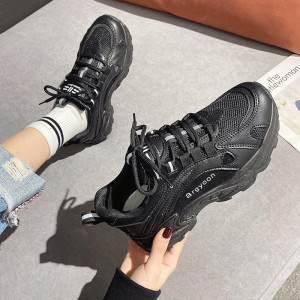 fashion-新款炸街老爹鞋网面休闲厚底运动鞋时尚健身系带