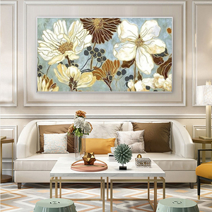 手绘油画花卉深圳大芬油画村肌理装饰画富贵牡丹客厅沙发背景挂画