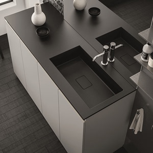 岩板浴室柜一体 阳台洗衣机多层实木柜子带搓板台盆柜组合可定制