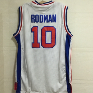 正品活塞队篮球服10号大虫 罗德曼球衣男刺绣复古主场白色 sw