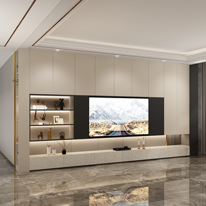 电视柜柜一体组合墙客厅背景墙现代简约轻奢地台电视机柜极简高柜