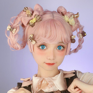 粉满配套装rainbowmex鲑鱼子洛丽塔网红少女jk懒人多造型亚光假发