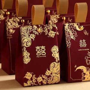 手提结婚喜糖盒子2023新款伴手礼盒高级感空盒纸盒子婚礼订婚专用