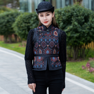 民族风背心女春夏款棉麻马甲修身版气质坎肩手工盘扣蒙古元素马夹