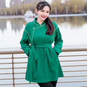 蒙古袍女士连衣裙民族风长袖时尚现代改良生活装短款原创设计丫丫