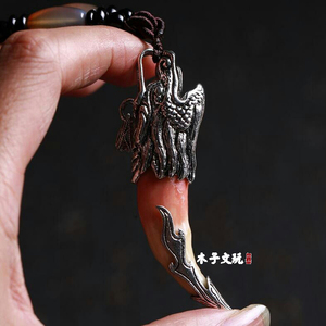 狼牙造型吊坠项链血牙男女天然真品黑狗牙藏獒牙齿骨质骨头文玩