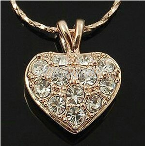 品牌首饰丽晶专柜饰品18k镀金可爱心形满钻短款锁骨项链女礼物潮