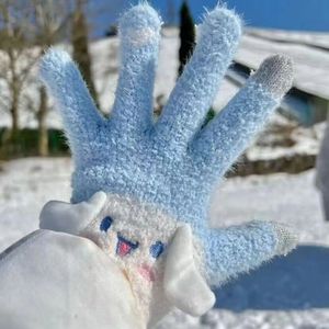 三丽鸥冬季软妹可触屏立体耳朵学生手套防寒加厚版五指库洛米手套