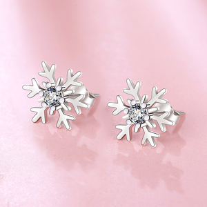 999纯银养耳洞防过敏耳钉女简约银时尚耳饰白银耳环小巧雪花足银