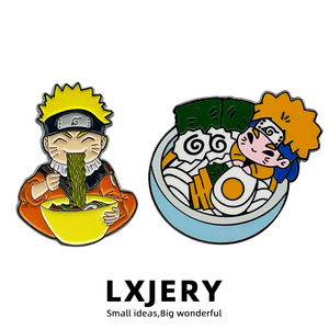 lxjery 鸣人吃拉面胸针 火影忍者金属徽章 创意书包装饰衣领别针