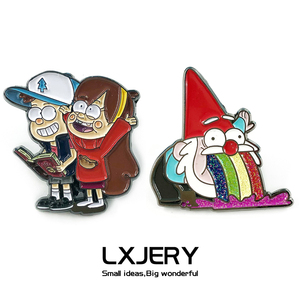 lxjery 怪诞小镇胸针 吐彩虹小矮人迪普和梅宝徽章 书包装饰别针