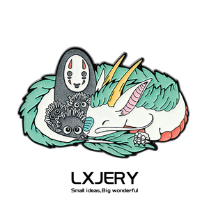 lxjery 夜光千与千寻胸针 无脸男灰尘精灵金属徽章 创意书包装饰