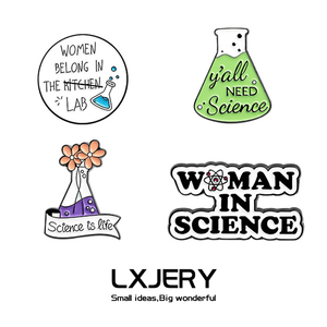 LXJERY 女科学家学霸胸针 女权主义独立女性金属徽章 书包装饰针