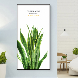 绿色植物小清新玄关装饰画楼梯口长幅挂画花草绿叶壁画北欧ins画