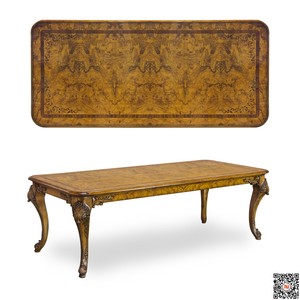 jansen进口欧洲古典家具欧美式实木雕刻法式镶嵌拼花卡梅尔长餐桌