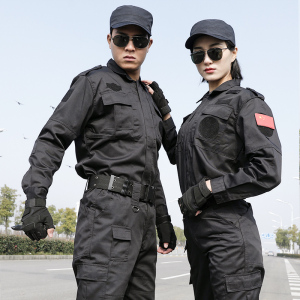 军装工作服套装男黑色