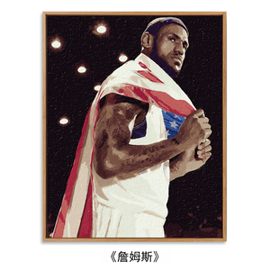 diy数字油画填充明星手绘油彩nba勒布朗詹姆斯篮球填色手工画画