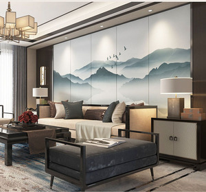 中式山水软包背景墙