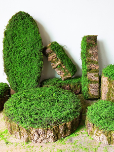 室内青苔树皮花器组合仿真绿植苔藓假植物微景观布置装饰橱窗落地