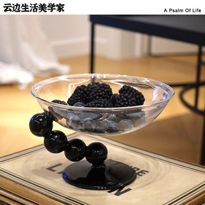 ins黑天鹅透明玻璃碗雪糕碗法式下午茶水果甜品碗零食盘装饰摆件