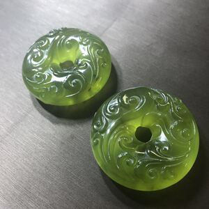 岫岩玉a货仿古吊坠 如意玉石挂坠 岫玉绿色毛衣链挂件 车挂玉佩