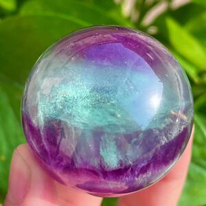 天然七彩萤石球原矿紫粉绿西瓜色水晶球圆珠单珠彩虹家居办公摆件