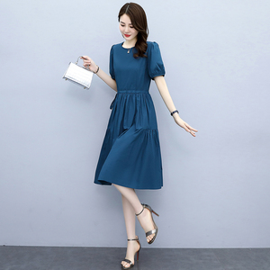 纯色棉麻直筒连衣裙女高端2022夏季亚麻2021新款气质洋气棉绸裙子